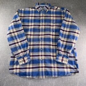 Wrangler Twenty X Shirt Mens XL Blue Plaid Long Sleeve Western Cotton Button Up